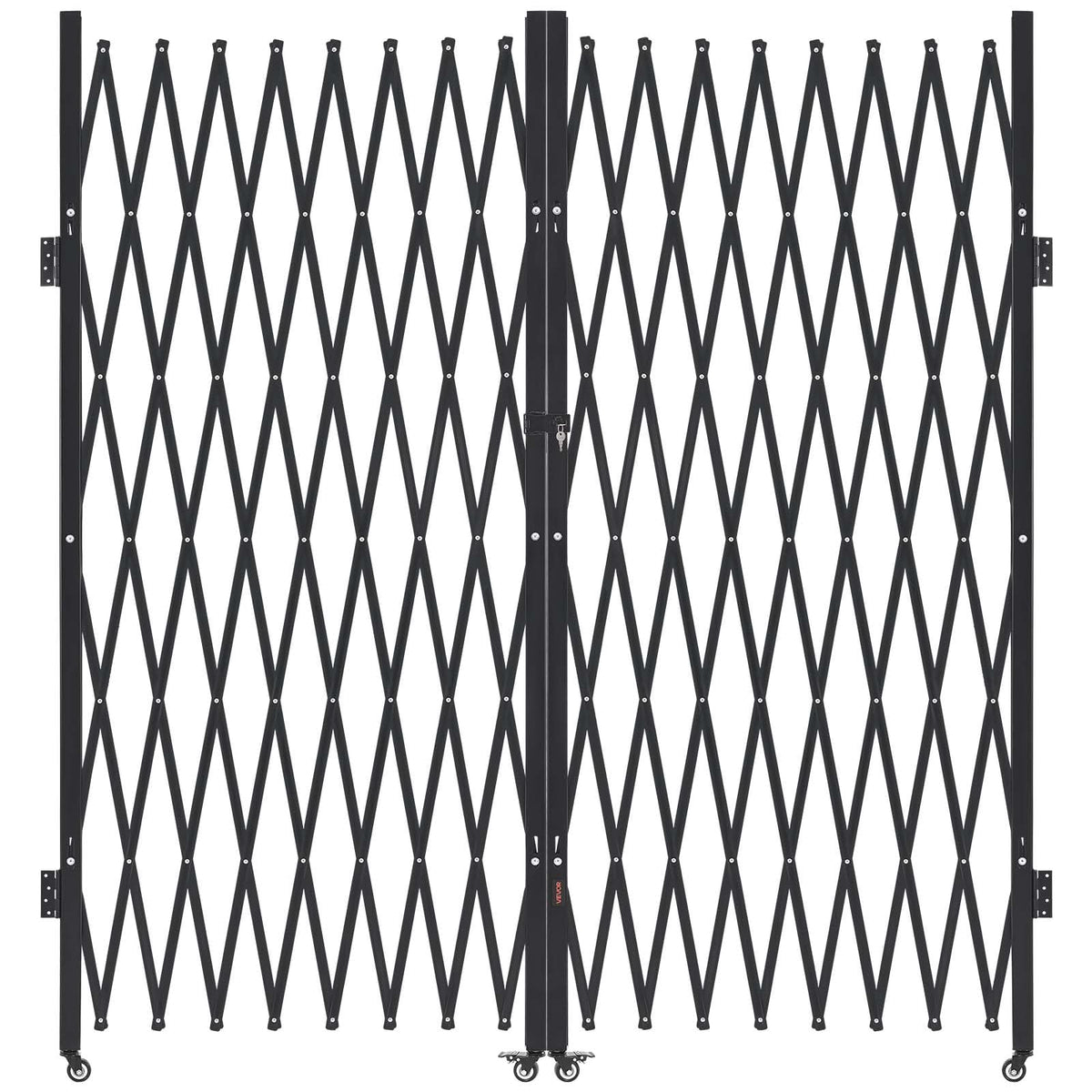 VEVOR Double Folding Security Gate, Lockable Scissor Gate with 360° Swivel Casters, Outdoor Barricade Steel Retractable Gates, for Entry Security, Garage, Warehouse & Pool, 155.12 x 86.81 in (W x H)