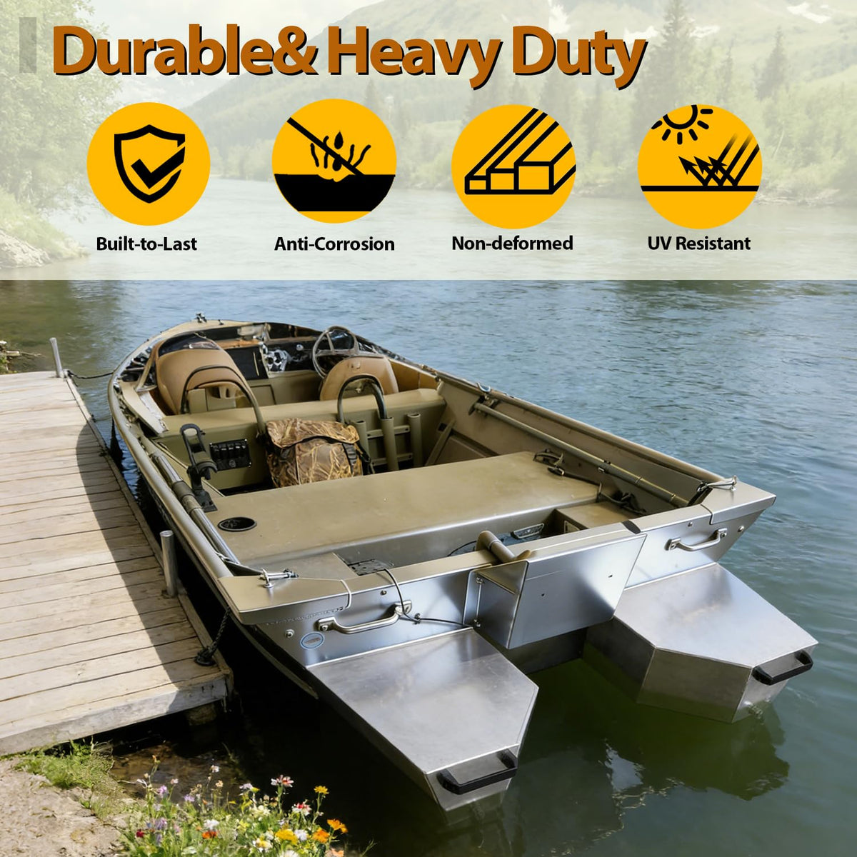 Oxphanor Boat Float Pods Pair Fits 20’ Boats, Portable Boat Floats for Stability, Jon & Fishing Boats, Easy Install, UV Resistant