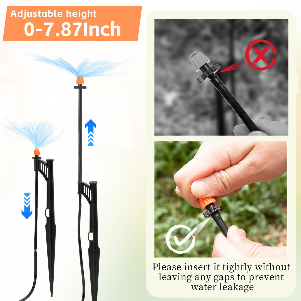 20 Sets 90/180/360 Degree Irrigation Sprinkler Heads with Stake, Drip Micro Spray Emitters with 1/4" Irrigation Tubing on Riser Stake,Micro Spray Sprinkler Stake Assembly for Garden Watering System
