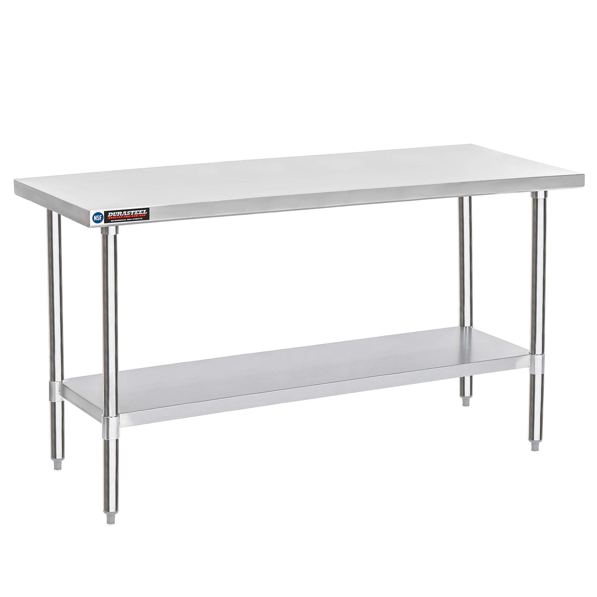 DuraSteel 24x72 Stainless Steel Work Table - NSF Commercial Prep Metal Table w/Adjustable Under Shelf - Kitchen Outdoor Pizza Oven Stand, Garage Workbench, Laundry Utility Worktable - 350 lb Capacity