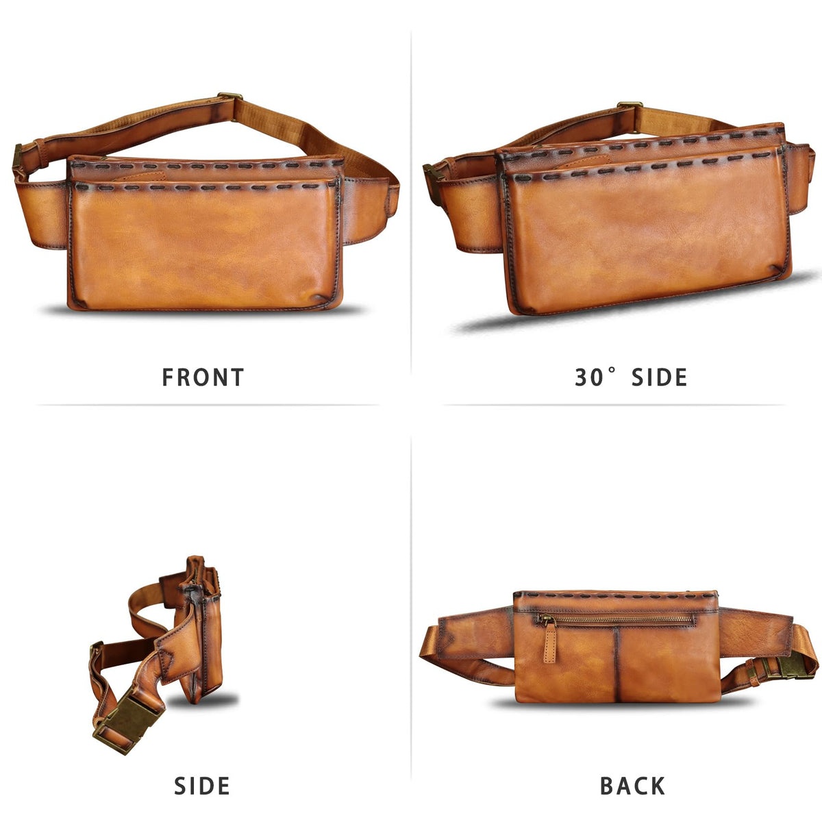 Genuine Leather Waist Bag Fanny Packs for Women and Men Real Leather Small Crossbody Chest Purses (Brown)