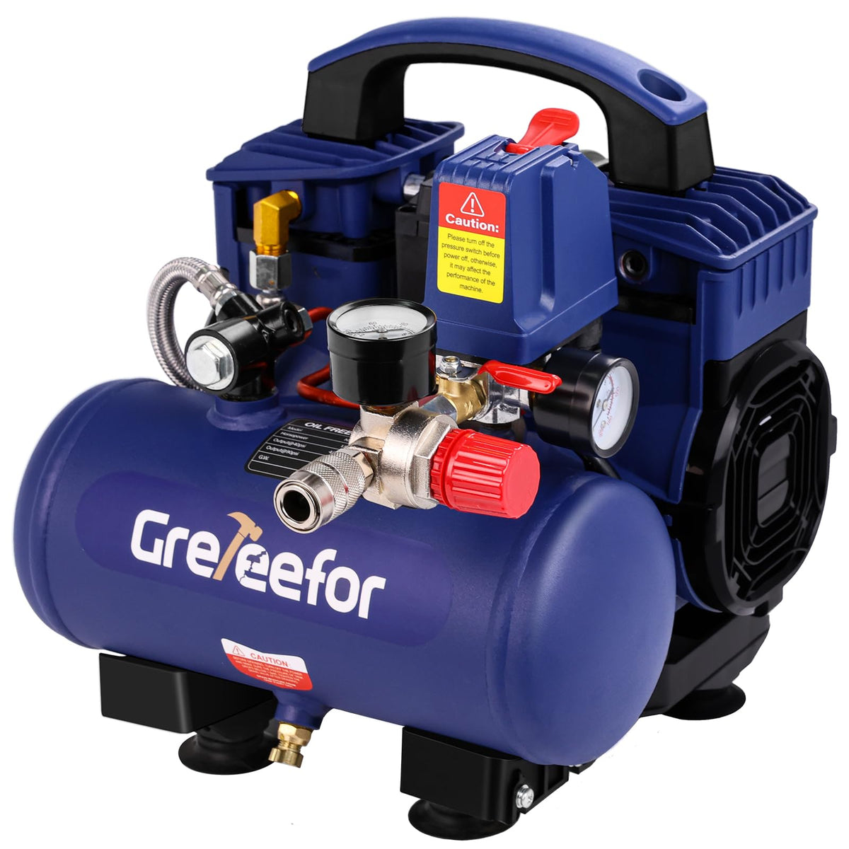 Air Compressor, 1 Gallon Ultra Quiet Portable 60 dB, 13-Second Quick Fill, 1 Gallon Compact, Oil-Free for Tire Inflation/Nail Gun/Pneumatic Tools/Cleaning in Home or Shop Projects, 1.5HP, Violet