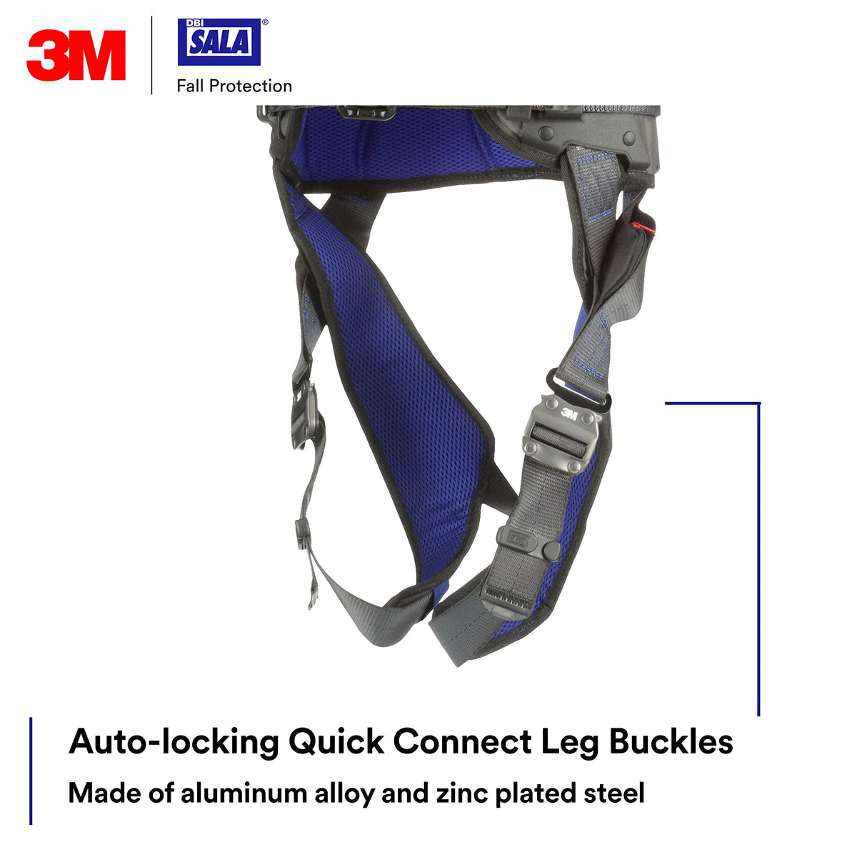 3M 1403071 DBI-SALA ExoFit X300 Comfort Construction Safety Harness Fall Protection, OSHA, ANSI, Lightweight Aluminium Back D-Ring, Auto-Locking Quick Connect Chest and Leg Buckles, Medium