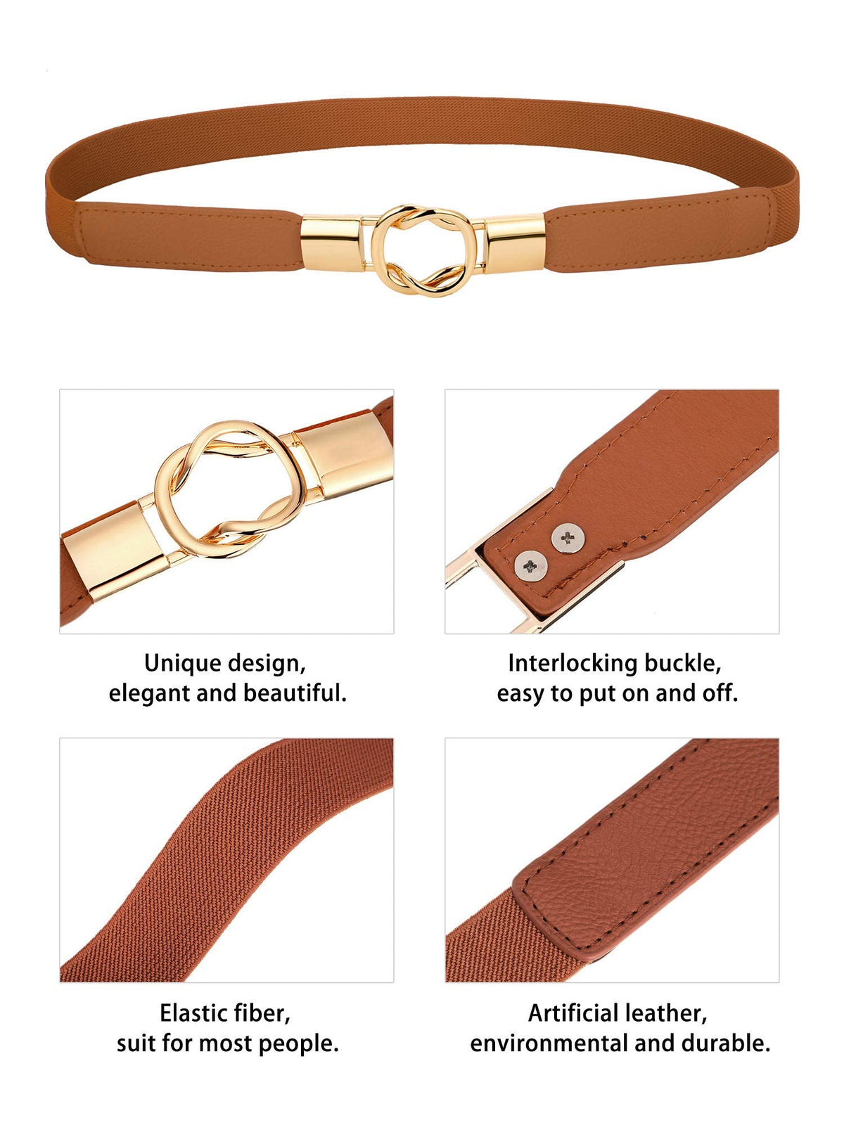 Blulu 3 Pcs Women Skinny Waist Belt Elastic Stretch Thin Belt for Dresses Jeans Western Elastic Waist Cinch Accessories(Medium)