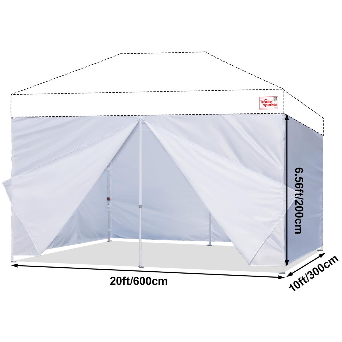 Tradesparker 10x20 Pop up Canopy Sidewall Kit Only, 3 Sidewalls & 1 Doorwall Removable Zipper End Fit for Commercial Instant Tent Canopies,NOT Excluding Top and Frame,Red