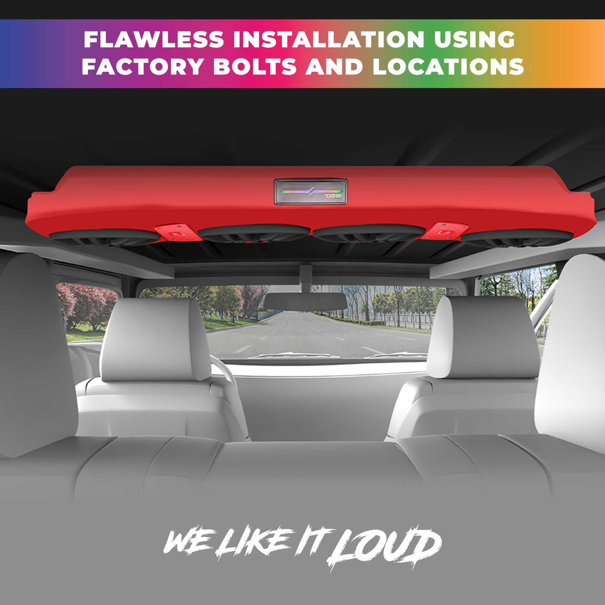 DS18 JL24-SBAR/BKLD Overhead Sound Bar System with 4X 8 Marine Speakers with Digital Dream LED Lights, Compatible with Jeep Wrangler/Gladiator JL/JLU/JT 2024 to Present, OEM Fit
