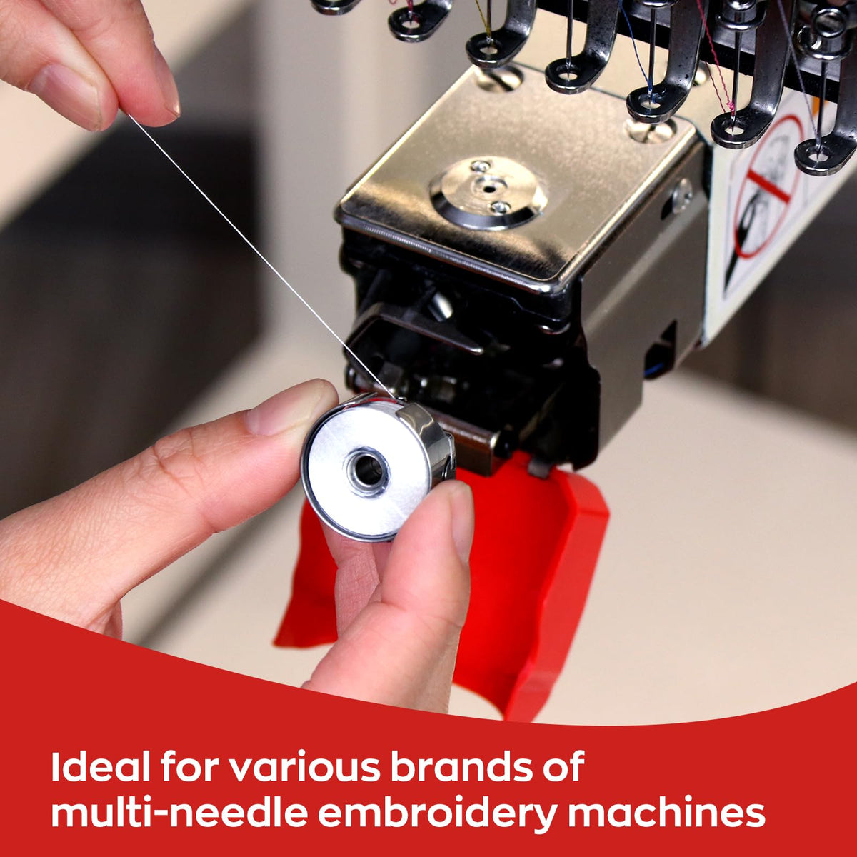 Poolin EOV 15-Needle Commercial Embroidery Machine | Advanced Business Bundle – Includes 100-Color Thread Kit, 144 Magsnap Bobbins, Cut Away & Tear Away Stabilizers