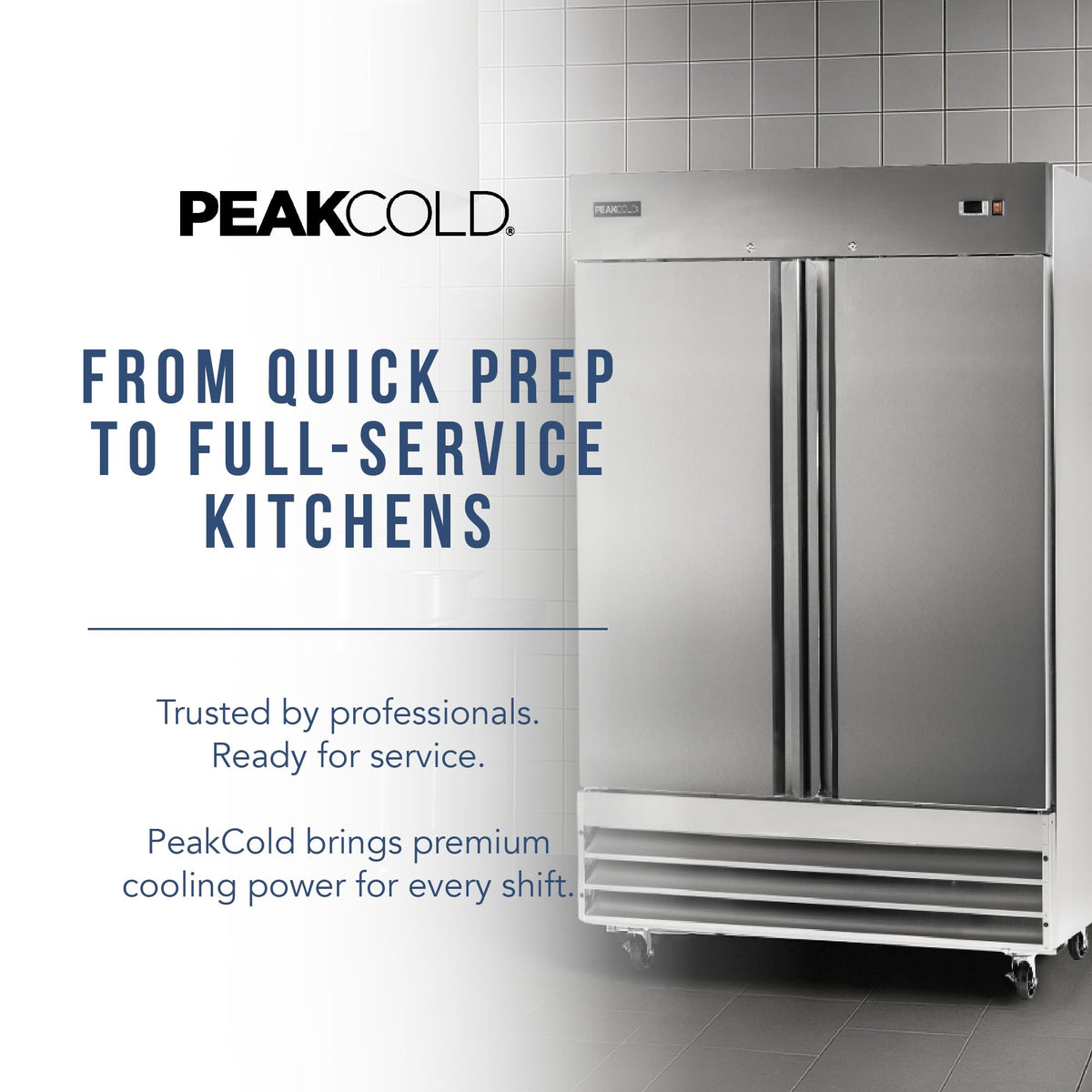 PEAKCOLD Double Door Commercial Refrigerator, 47 Cu. Ft., 54" W Stainless Steel Reach-In Upright Refrigerator, Adjustable Shelves, Auto Defrost, Digital Thermostat, Freestanding Industrial Fridge