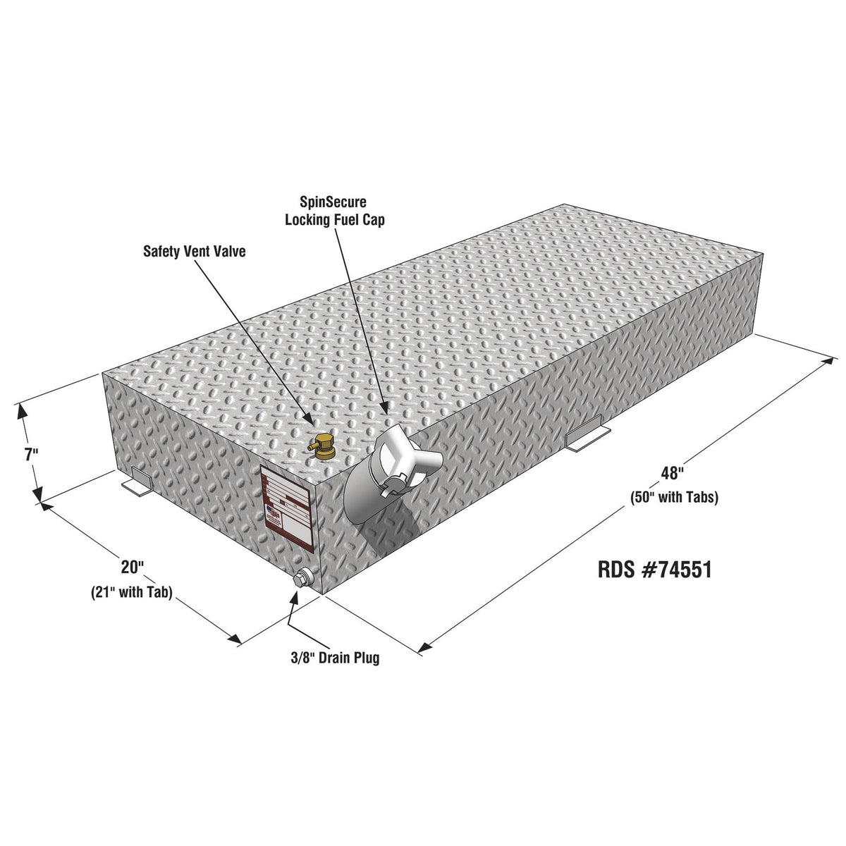 Rds Aluminum 74551 20 Gal Rectangular Auxiliary Fuel Tank44
