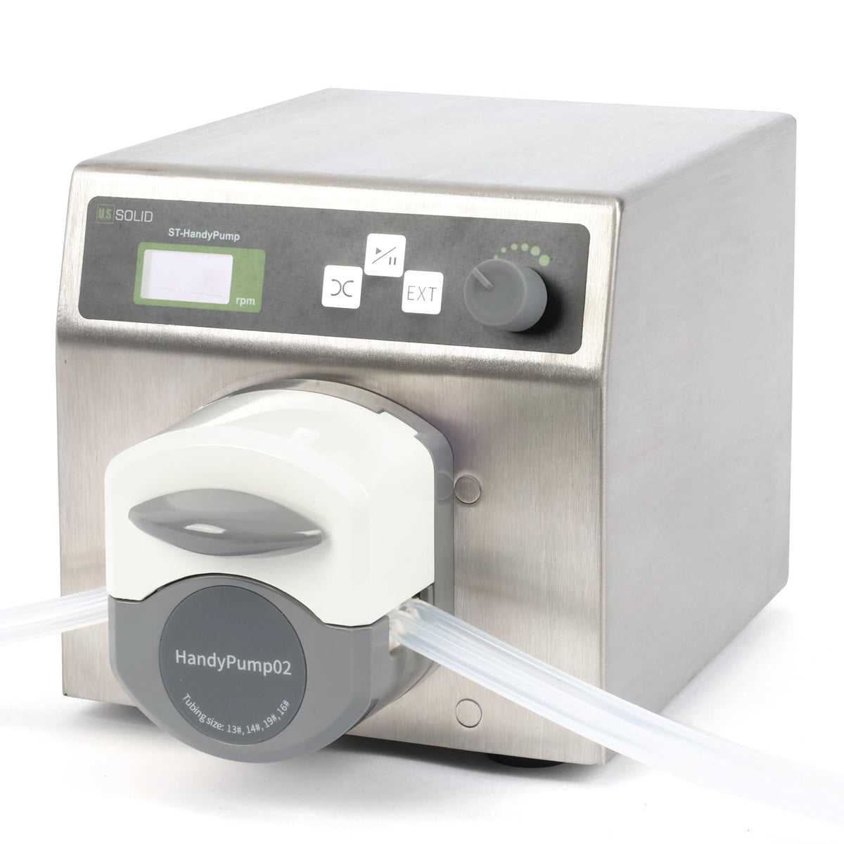 U.S. Solid Dual-Channel Variable-Speed Peristaltic Pump – 0.1-300 RPM (0.0033-190.76 mL/min) with 4 Tubing Sizes (13#,14#,19#,16#) Ideal for Lab, Industrial, and Medical Applications