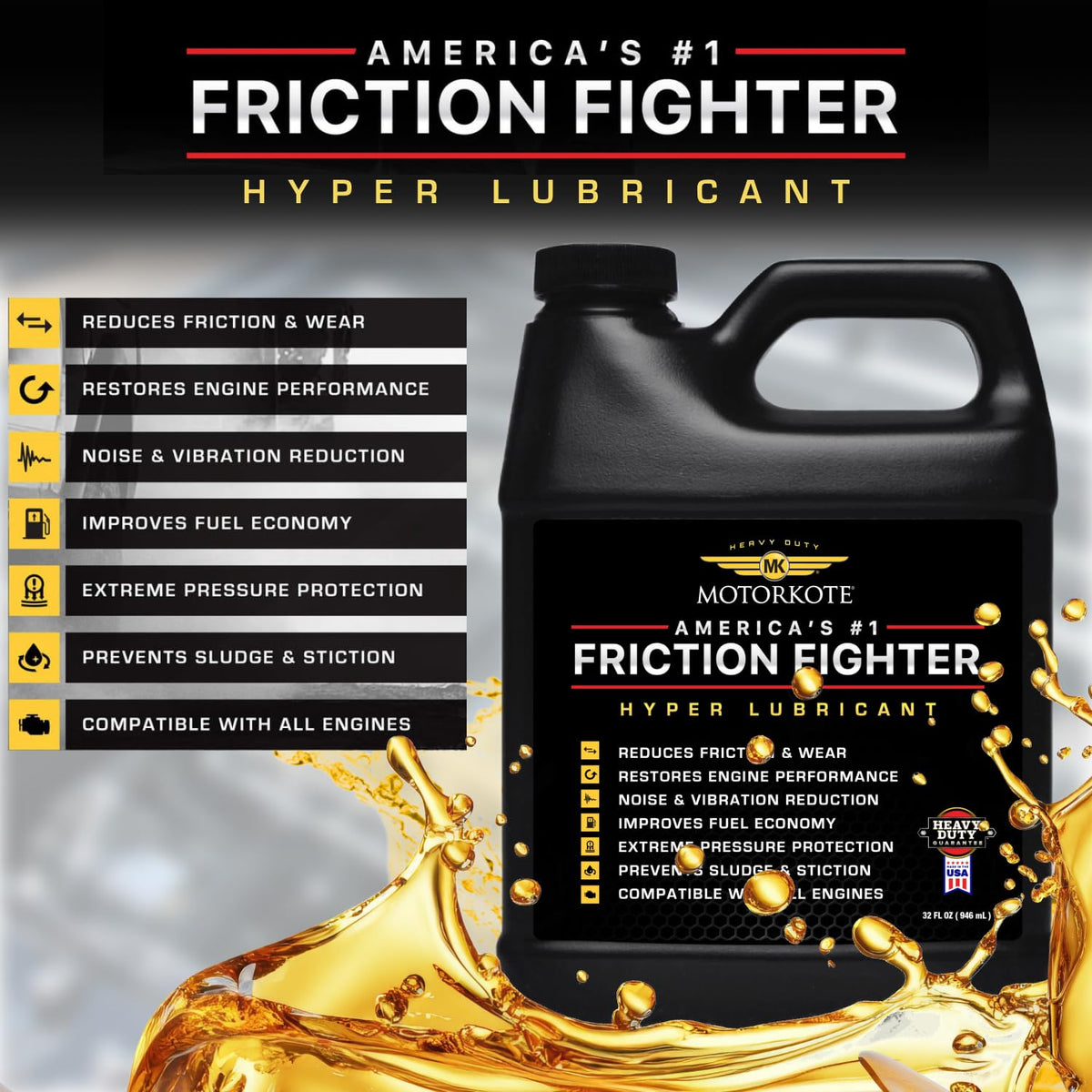 MotorKote MK-ET05G-01 Heavy Duty Hyper Lubricant, 5-Gallon, Single, Black Pail
