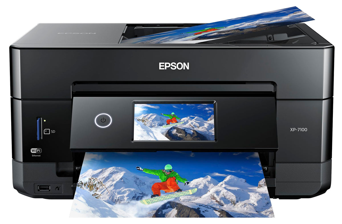 Epson Expression Premium XP-7100 Wireless Color Photo Printer with ADF, Scanner and Copier, Black, Small