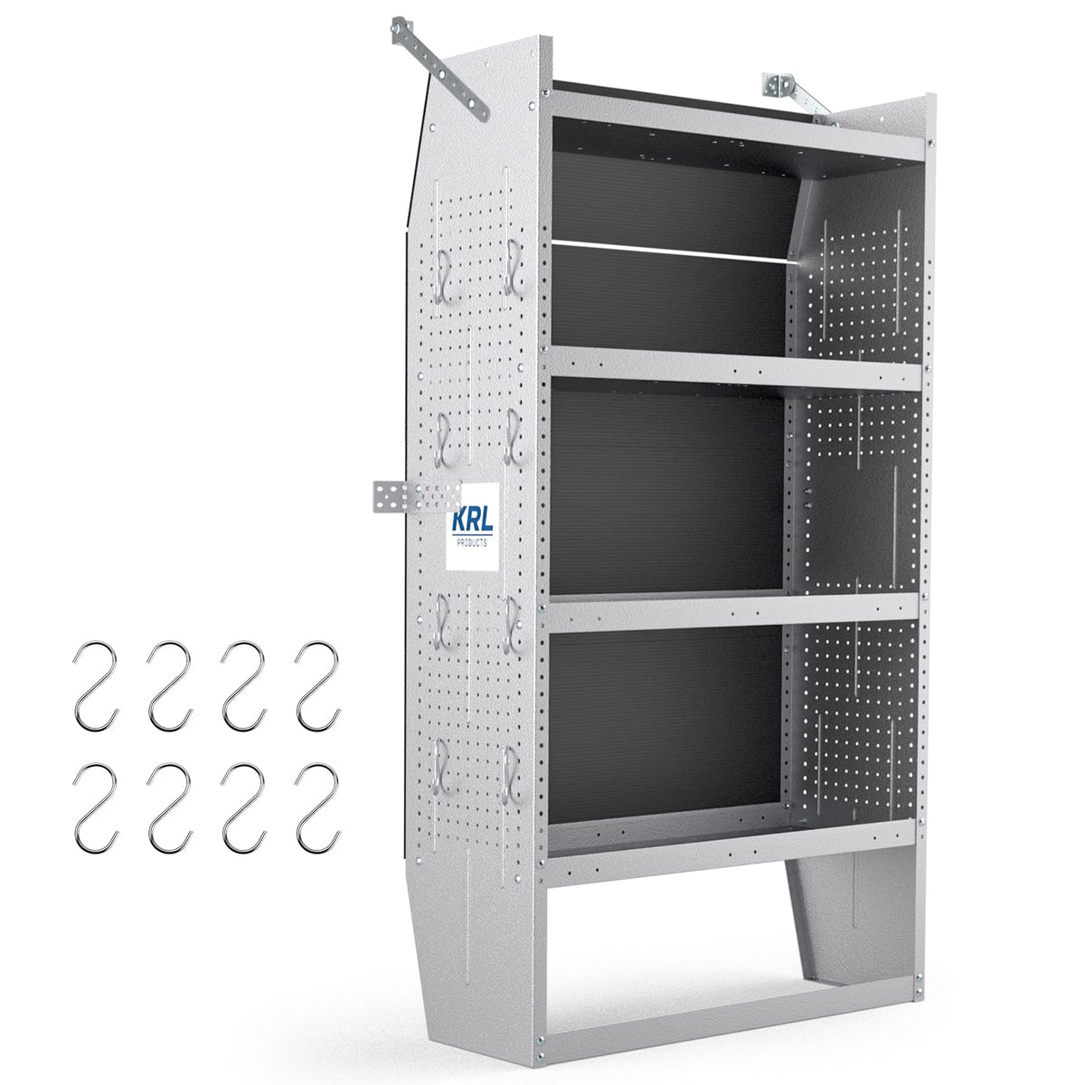 KRL PRODUCTS SV-3260 Steel Mid/High Roof Van Shelving Storage System Fits Transit, NV, Promaster and Sprinter, Van Shelving Units, 32''W * 60''H * 13''D