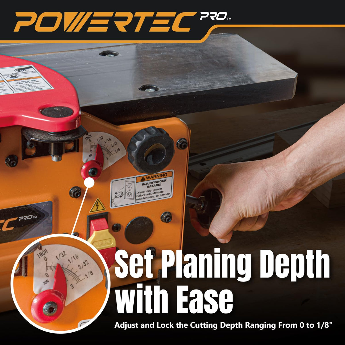 POWERTEC PRO 6-Inch Benchtop Jointer - 10-Amp, 2-Blade Wood Jointer for Woodworking with Adjustable Fence and Dust Port (BJ603)