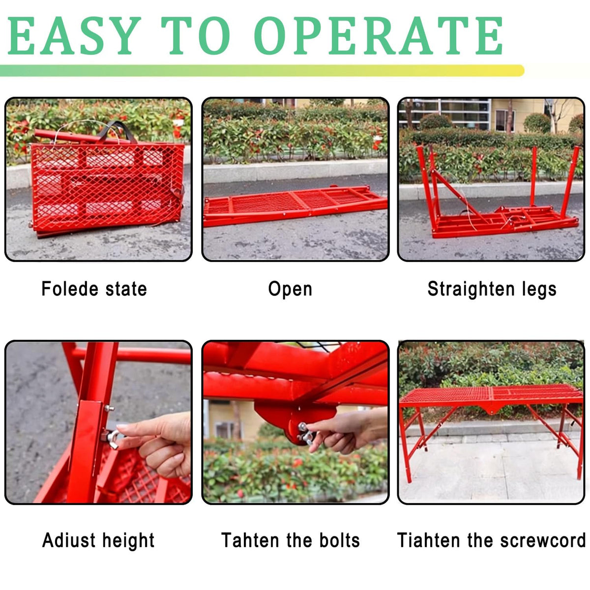 800LBS Foldable Scaffolding Platform, 71x16x60 Inch Alloy Steel Adjustable Height Portable Work Ladder, Ideal for Standard Staircase Painting Wiring Car Wash Home Decor & Industrial Maintenance