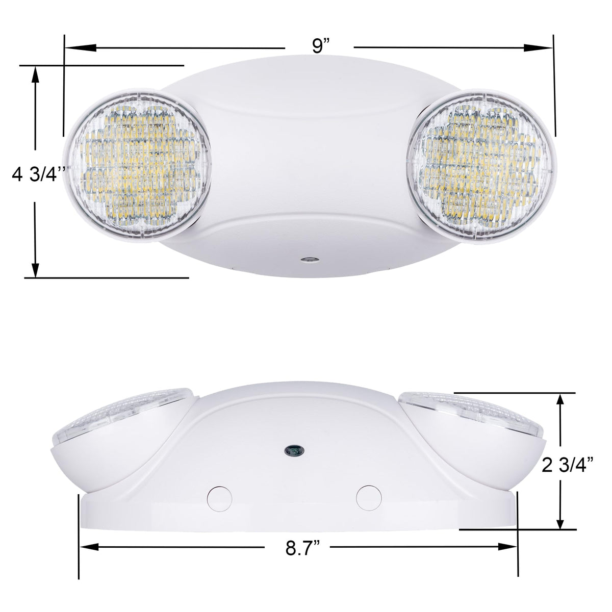 LIT-PaTH LED Emergency Lighting Fixtures with 2 LED Bug Eye Heads and Back Up Batteries- US Standard Exit Light, UL 924 and CEC Qualified, 120/277 Voltage, White, 6-Pack