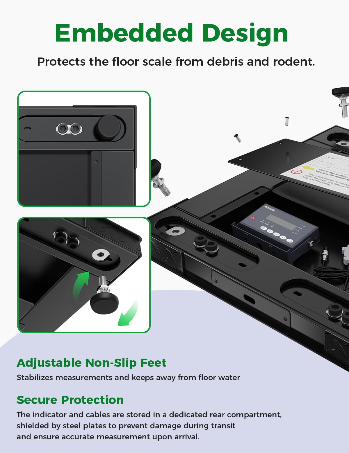 24"x24" 2500Lbs Arczorix Industrial Floor Scale, Precision Pallet Scale with Digital Indicator, Heavy Duty Weighing Scale for Floor Bench Office Weight Weighing