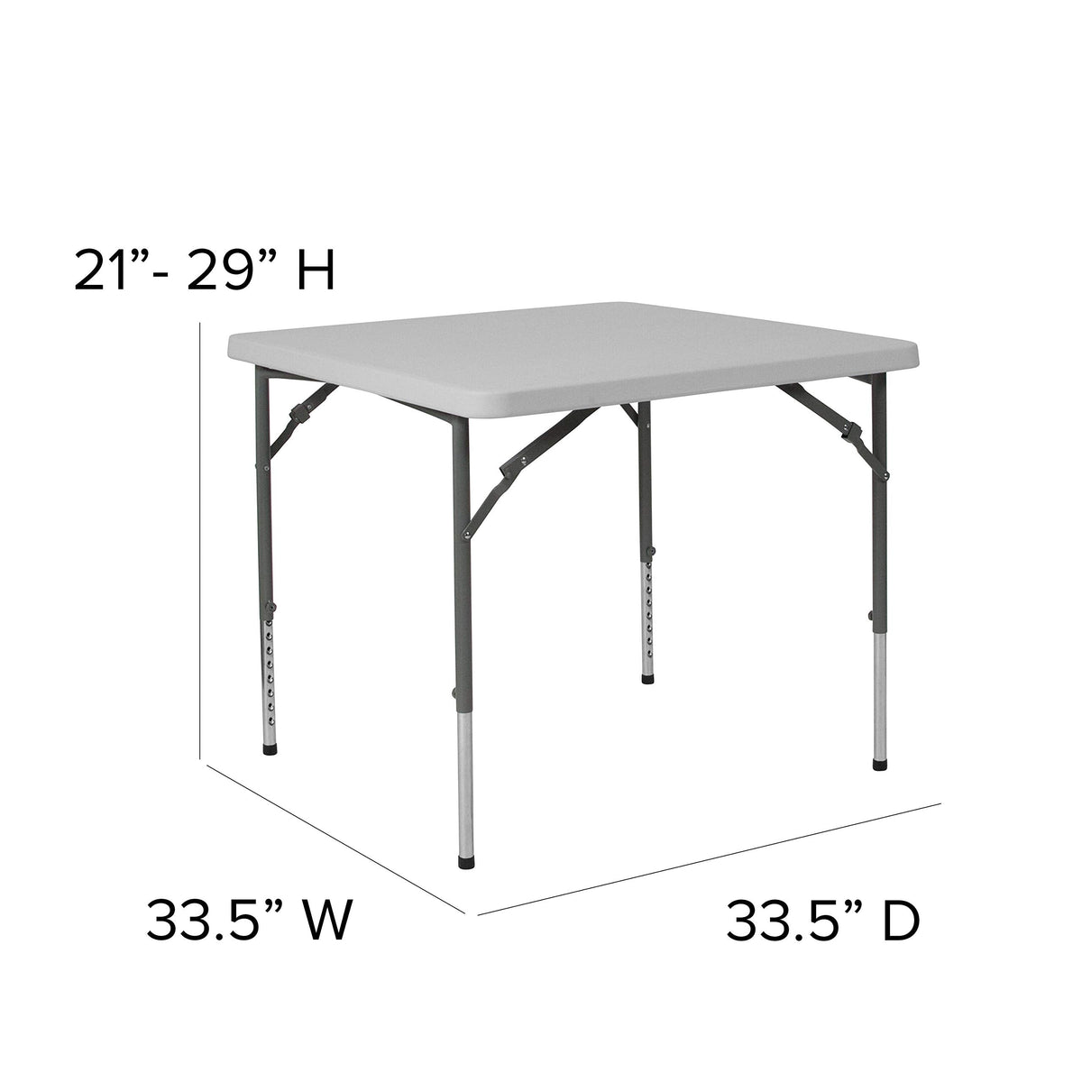 Flash Furniture Kathryn 2.79-Foot Square Height Adjustable Granite White Plastic Folding Table