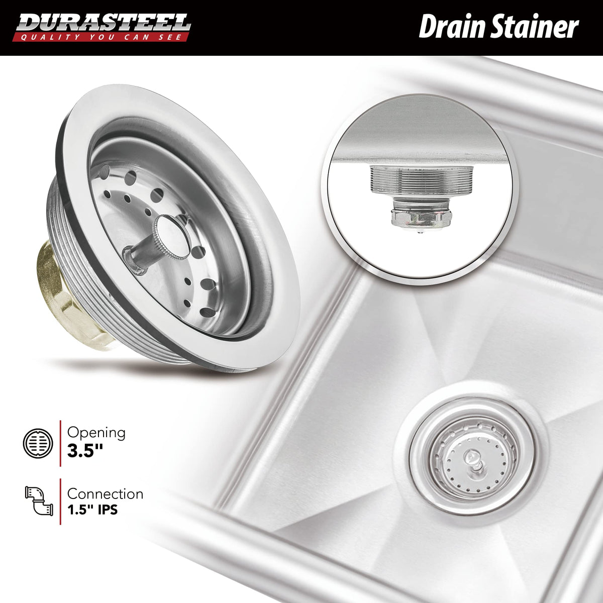 DuraSteel 304 Commercial Stainless Steel Utility Sink - 15 Inch Tub Freestanding Prep Kitchen Sink w/ Faucet - NSF Hand Wash Station for Kitchen Sinks, Outdoor, Laundry Room, Garage Small Kitchenette