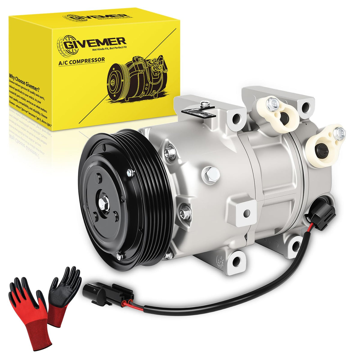 GIVEMER CO11218C 178317 Air Conditioning AC Compressor with Clutch Compatible with Hyundai Sonata 2.0L 2.4L 2011-2014, Kia Optima 2.0L 2.4L 2011,Replaces 977013R000, 4716044, 10A1086, 890174
