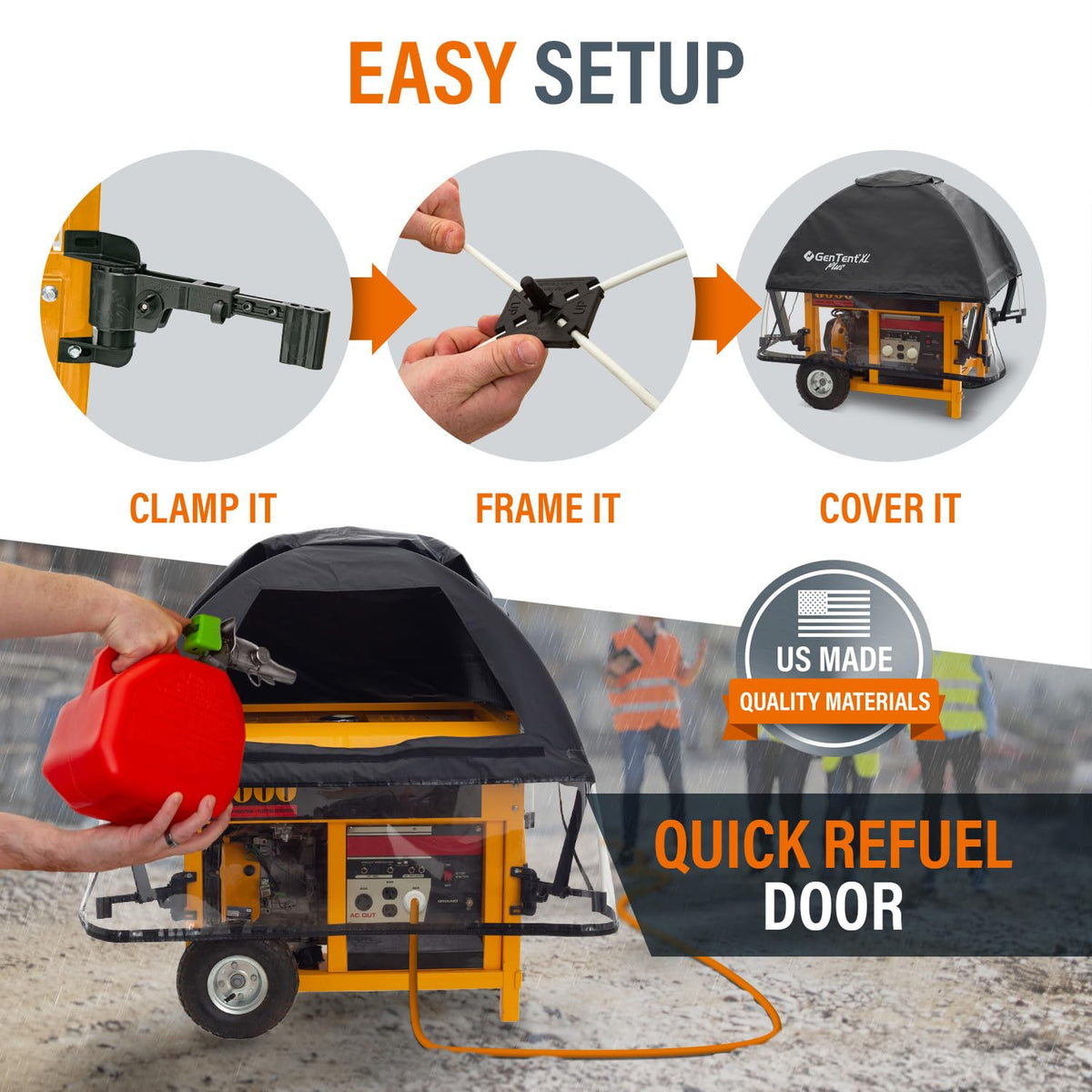 GenTent XL Open Frame Running Cover - Universal Adapter Kit Generator for Larger Generators Tent (Onyx, XL - Plus)