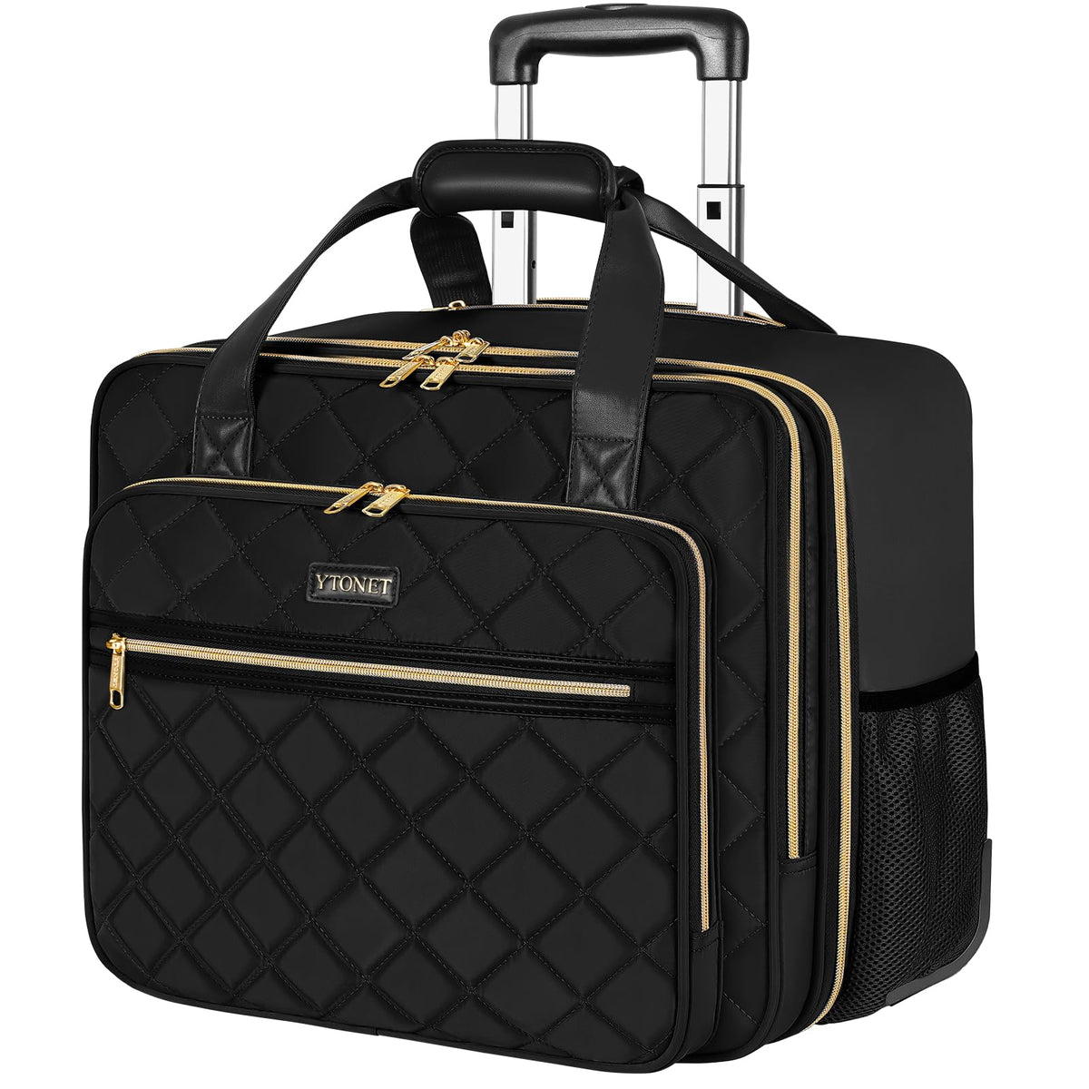 Ytonet Rolling Laptop Bag Women, Rolling Briefcase for Women, 17.3 Inch Laptop Bag with Wheels Rolling Computer Bag Laptop Case for Work Travel College Business Wife Mom Teacher, Black