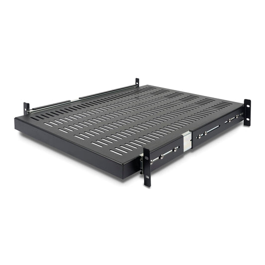 StarTech.com 2U Sliding Server Rack Mount Shelf - 20 to 30in Adjustable Mounting Depth - Vented - 50lb - Heavy Duty Universal 19” Rack Shelf for Equipment Rack - 24in Deep (UNISLDSHF19)