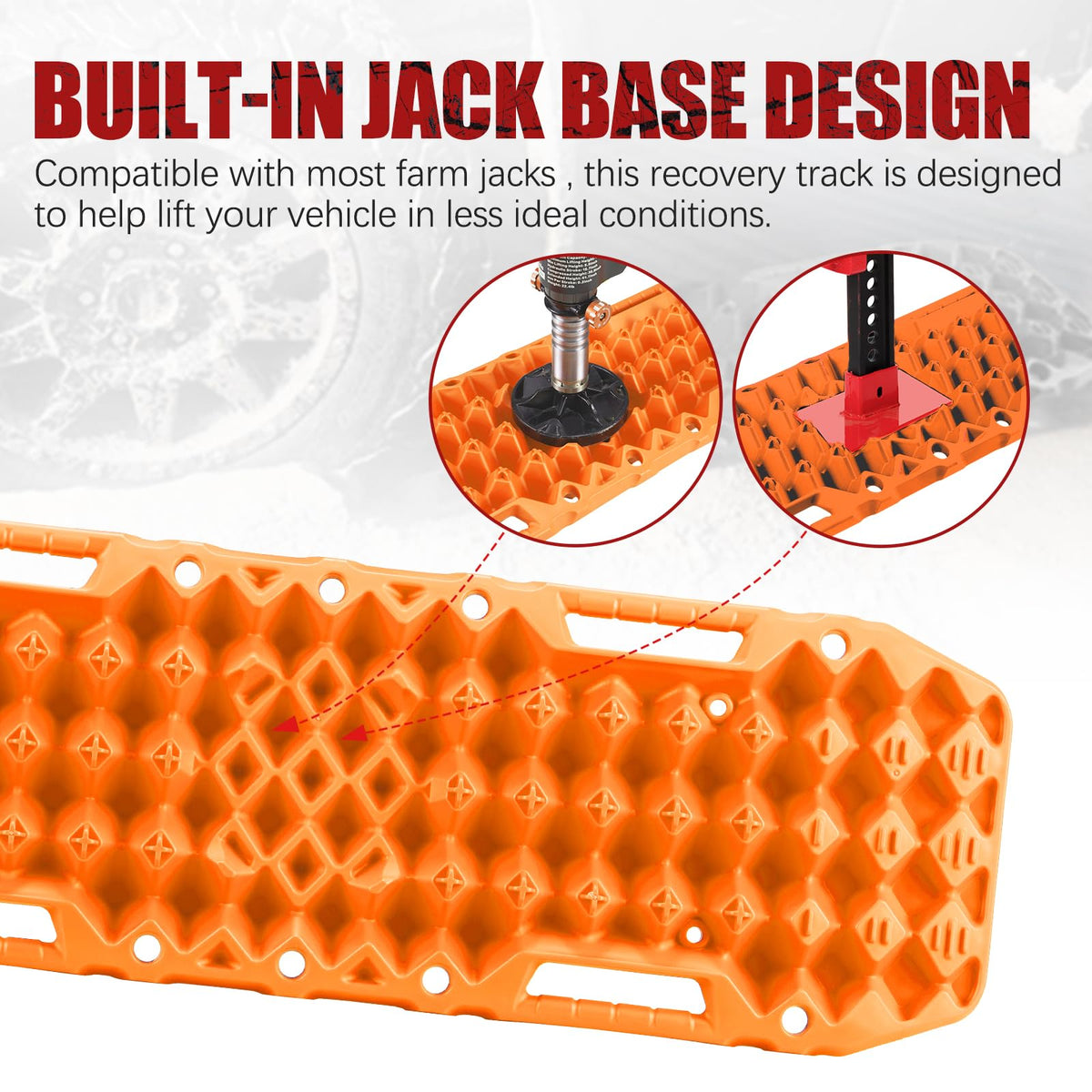 BUNKER INDUST Traction Boards with Jack Base (Gen 7) Orange + Side Mounting Kit with Shovel Holder Brackets