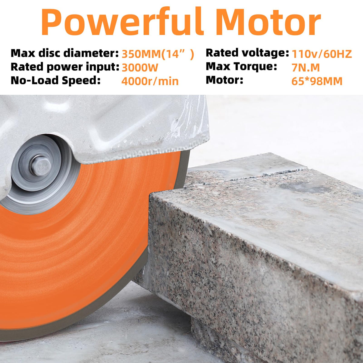 HIGOSPRO 14-Inch Electric Concrete Saw 3000W, 110V Cut-Off Saw with Diamond Blade, 4.8" Max Cutting Depth, Heavy-Duty Cement Grinder for Asphalt, Brick, Stone