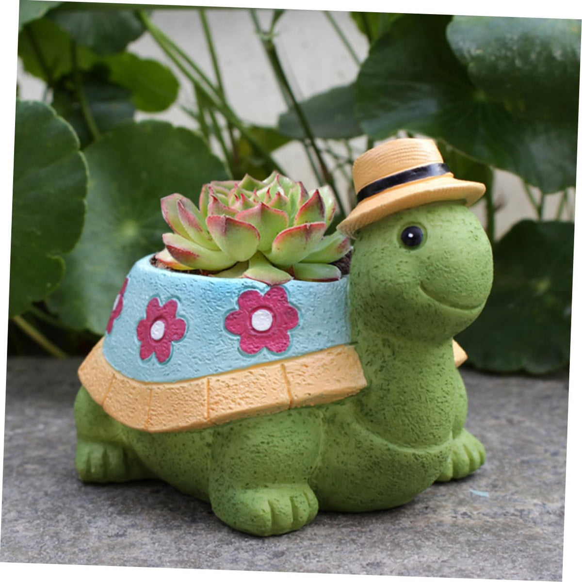 Lurrose Resin Turtle Succulent Planter with Drainage Cute Cartoon Small Flower Pot for Indoor and Outdoor Garden Decor Decorative Plant Holder for Desk Windowsill Bookshelf