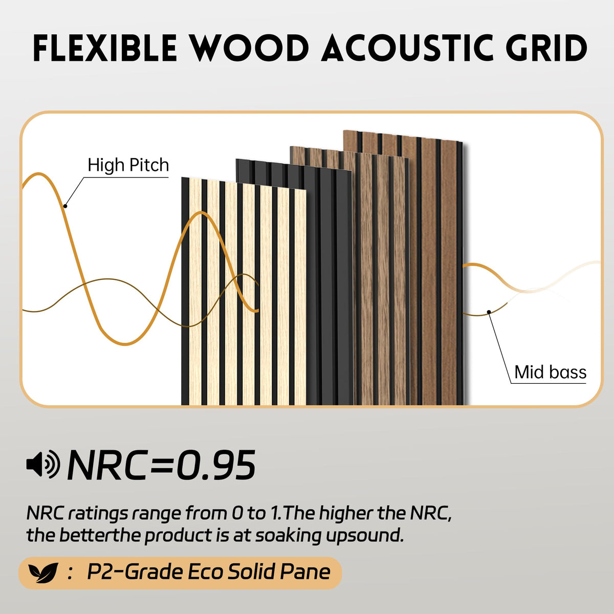 RITOLLO 4-Piece Wood Slat Panels for Wall 94.5"×11" Acoustic Panels for Interior Wall Decor 3D Fluted Sound Absorbing Panel - Natural Walnut