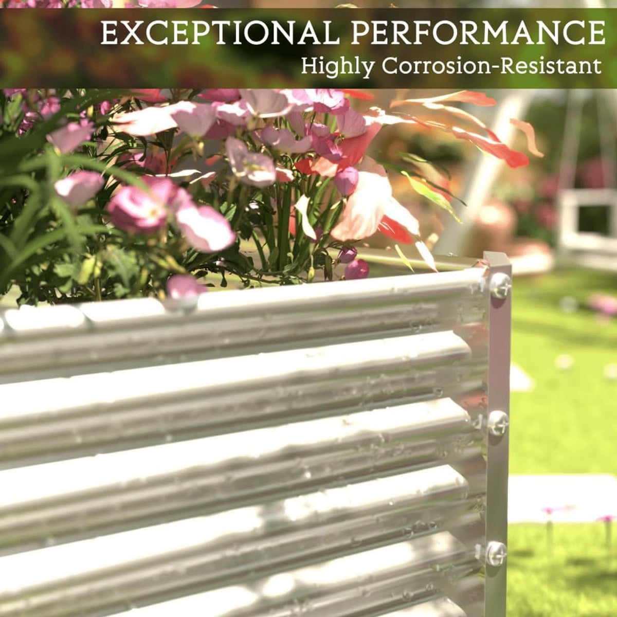CATMANOR 2 Pack Tall Corrugated Galvanized Steel Raised Garden Bed Outdoor, Metal Above Ground Garden Bed for Vegetables and Flowers, Rectangle Raised Beds for Gardening-6x3FT