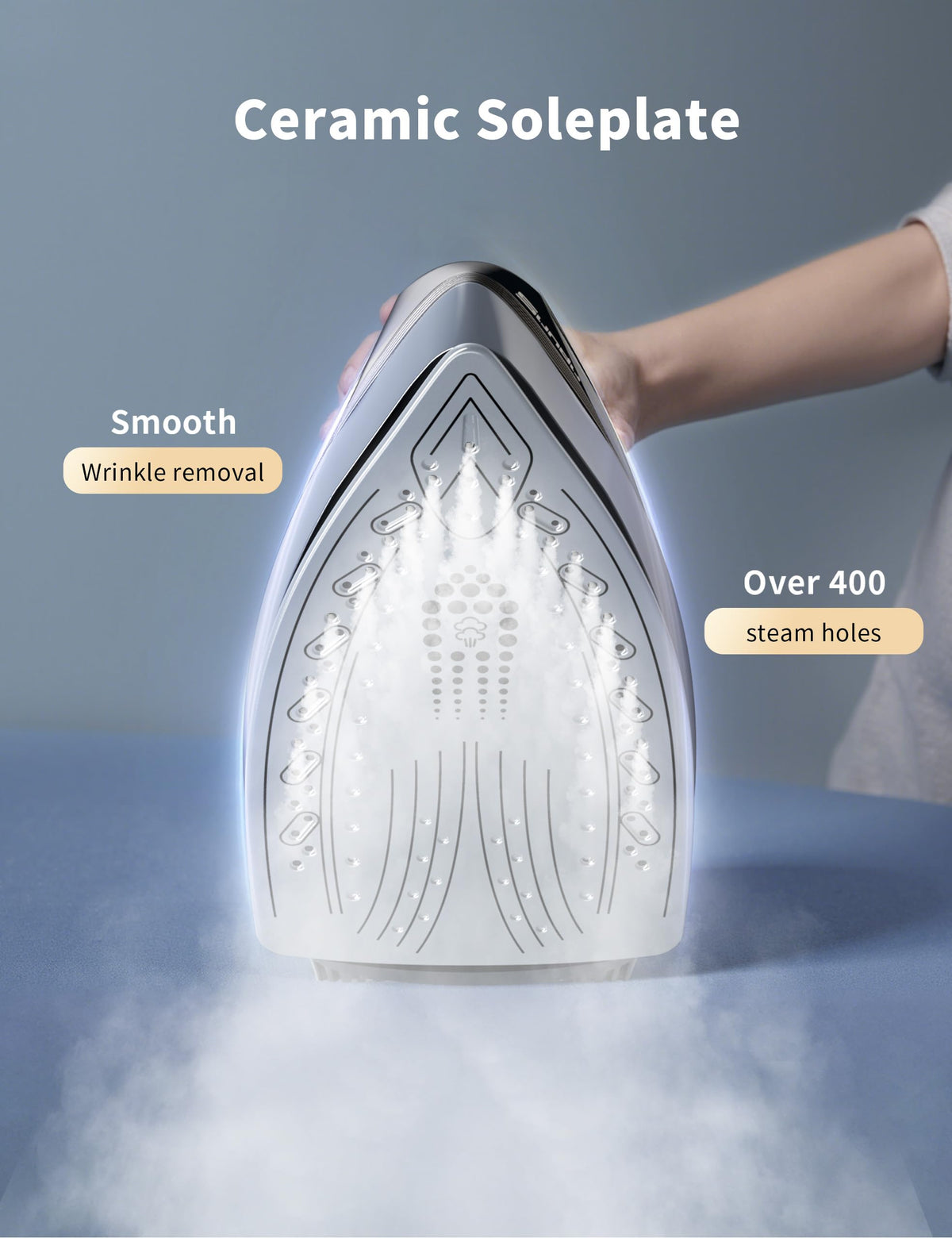 1500W Steam Iron & Vertical Steamer, 1300ml Leak-Proof Water Tank, Ceramic Soleplate, Auto-Off Safety, Burst Steam, Self-Cleaning, Anti-Calc Anti-Drip(Noble Black)