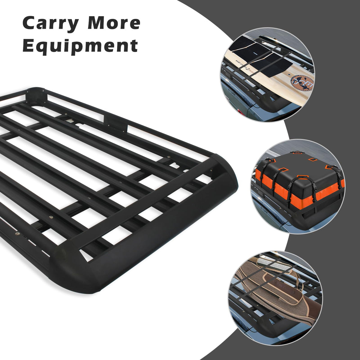 Updated Roof Rack Cargo Basket Carrier, 63'' x 38'' Aluminum Alloy Luggage Holder for SUV, Truck, Car - Universal Design with 150lbs Weight Capacity,Steel Construction for Durability Strength