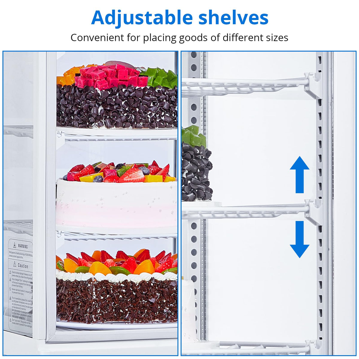 SierraSquad 9.8 Cu.ft Commercial Refrigerator Display Case, Pastry Display Fridge with 4-Sided Double-Layered Glass & LED Lighting, Ventilated Cooling Bakery Display Refrigerator with Casters