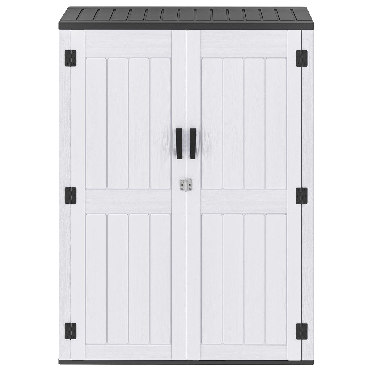 DWVO 59 Cu. Ft. Vertical Storage Shed, Weatherproof Outdoor Tall Cabinet with Double-Wall Panels and Floor, Lockable Resin Shed for Garden, Garage, Patio, Light Gray (Shelves Not Included)