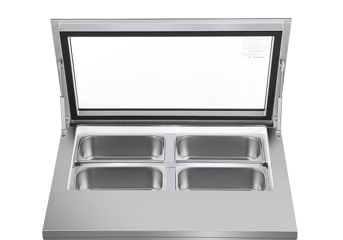 KoolMore 31 in. Countertop Ice Cream Display case with 4 Pans and Glass Sneeze Guard in Stainless-Steel (KM-CGD-8HP)