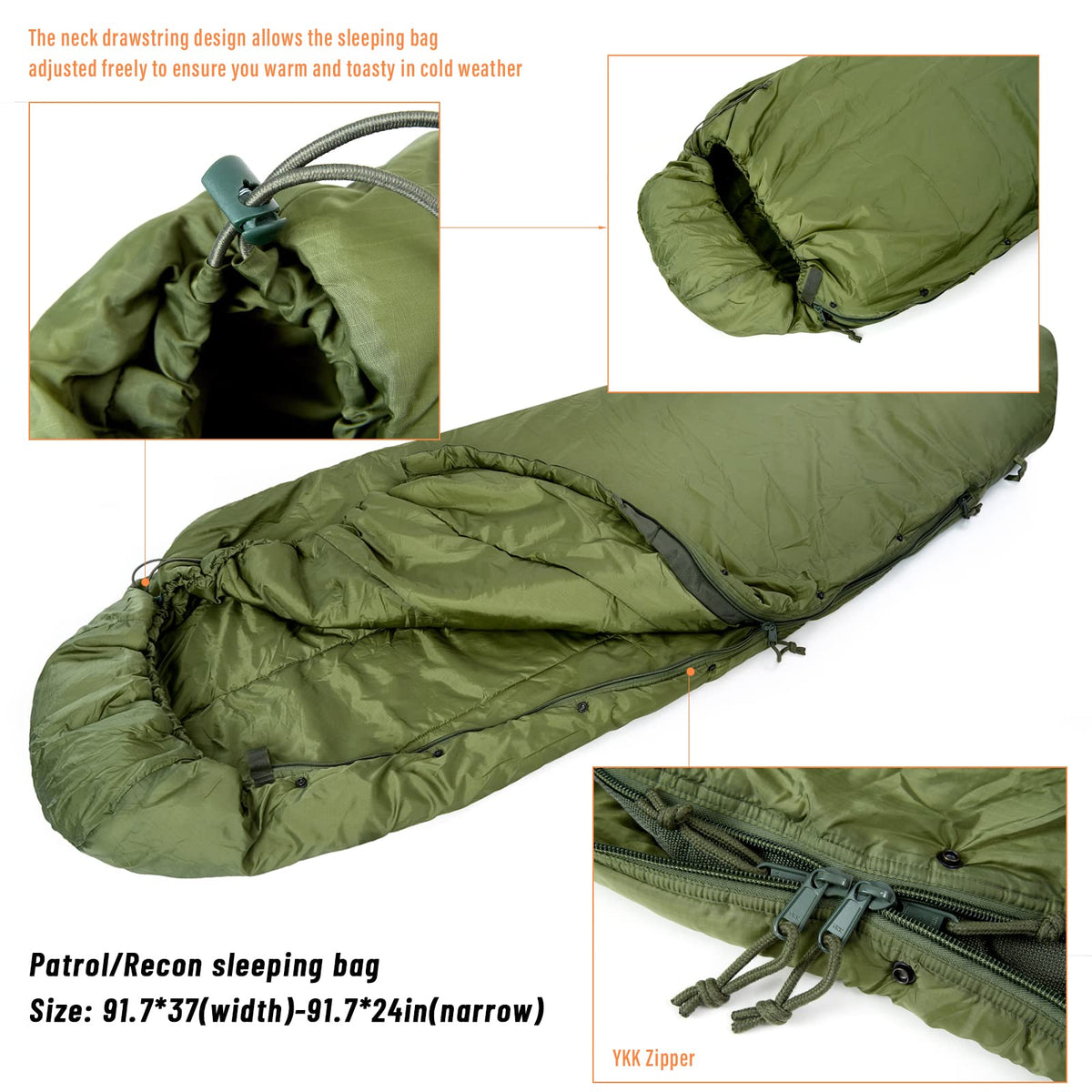 MT Army Military Modular Sleeping Bags System, Multi Layered with Bivy Cover for All Season