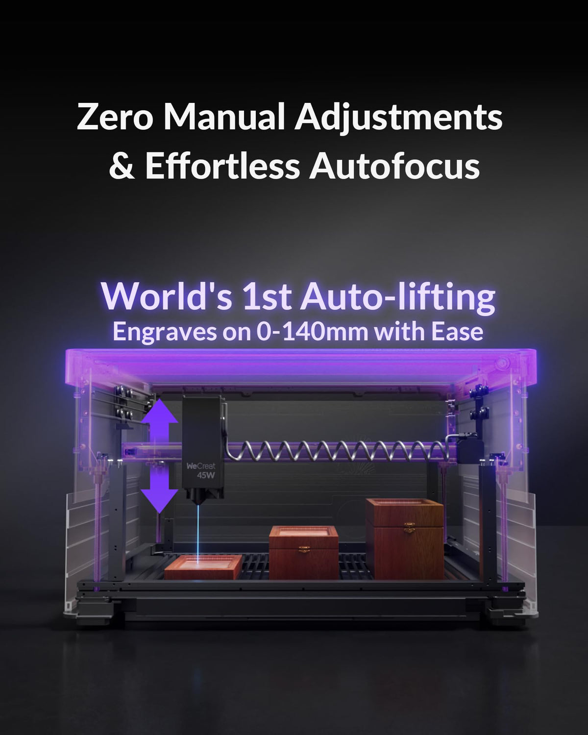 WECREAT Vision Pro 45W Laser Engraver with Rotary Pro, HD Camera & Auto-Lifting, Laser Cutter Cuts 1” Wood, Full Enclosure Laser Engraving Machine for Tumblers Metal, Wood, Acrylic, Leather etc