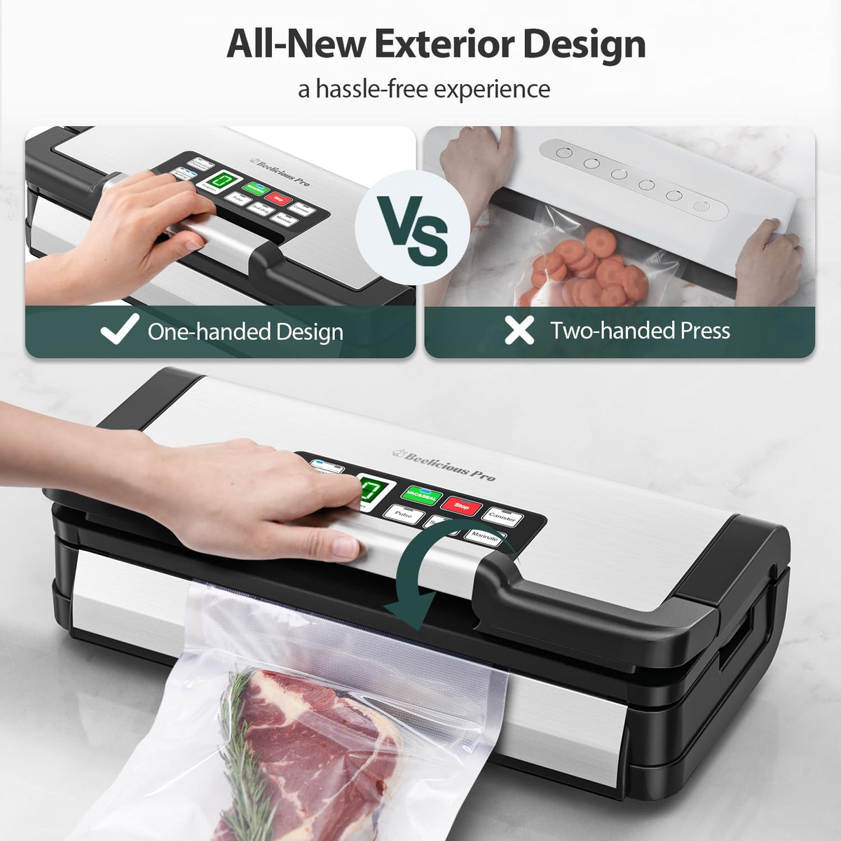 95kPa Vacuum Sealer Machine with AquaLock Technology, for Moist Seals, 2X Seal & 130W, Fully Automatic Food Sealer, Built-In Cutter