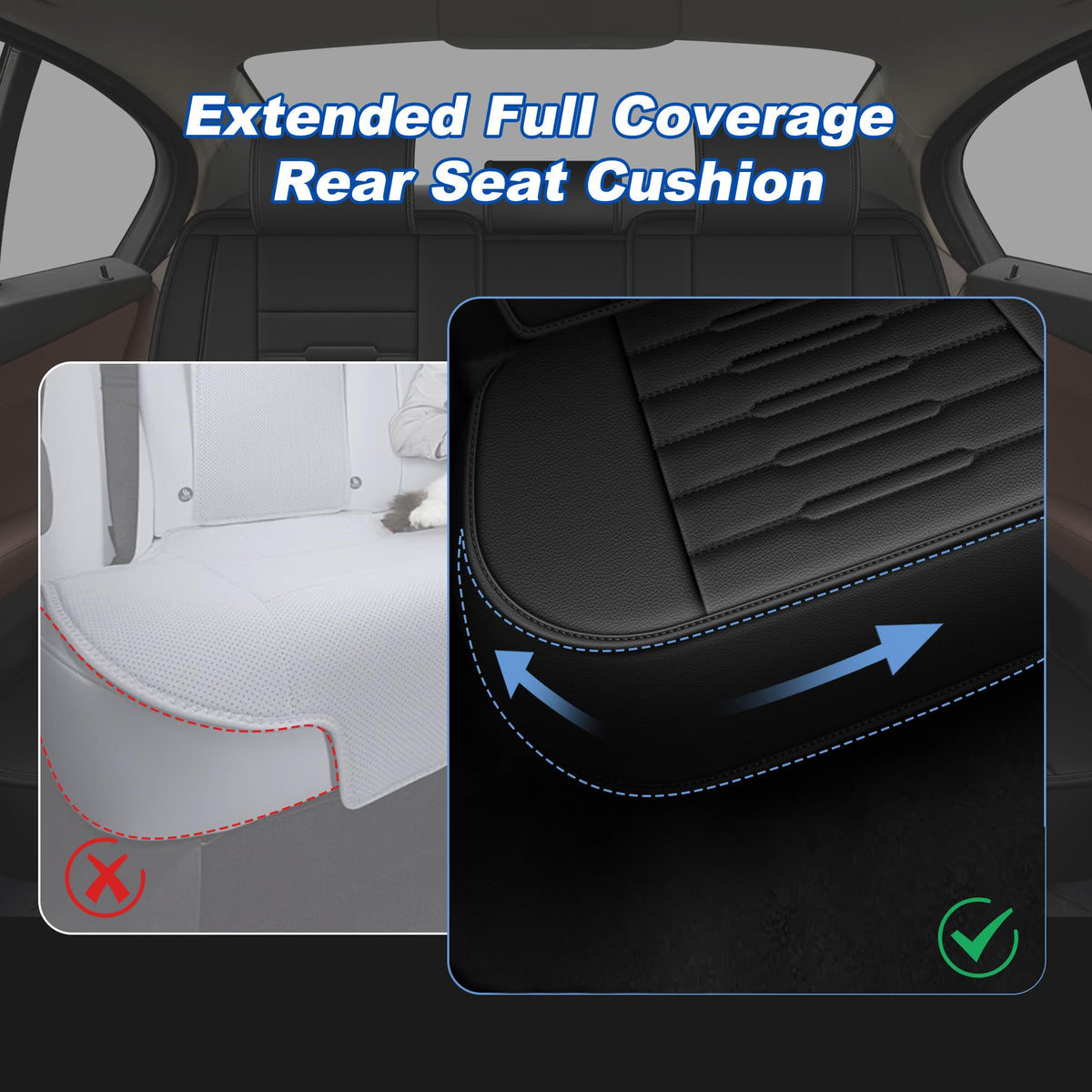 AOMSAZTO Leather Seat Covers Full Set Fit for Jeep Compass 2012-2026,Waterproof Faux Leather Seat Protectors for 5-Seat Vehicles(Black)