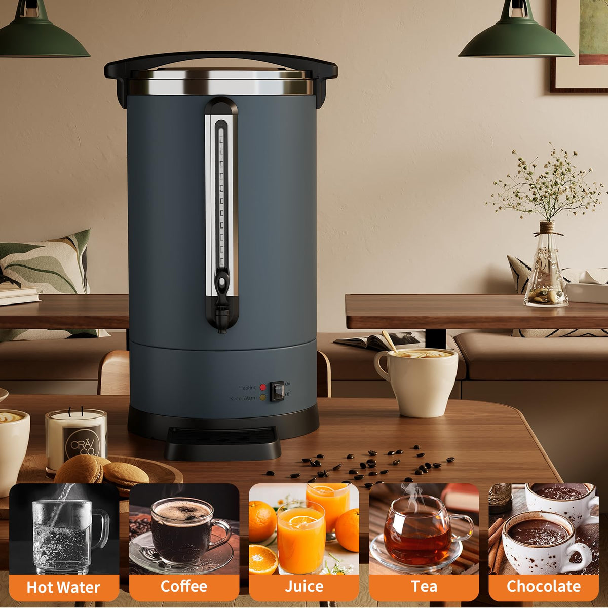 14L/100 Cups Coffee Urn-3.2 Gallon Double Wall Commercial Coffee Maker Large Capacity Hot Coffee Dispenser Stainless Steel Hot Water Urn Catering Buffet Parties Weddings Gathering Easy Clean