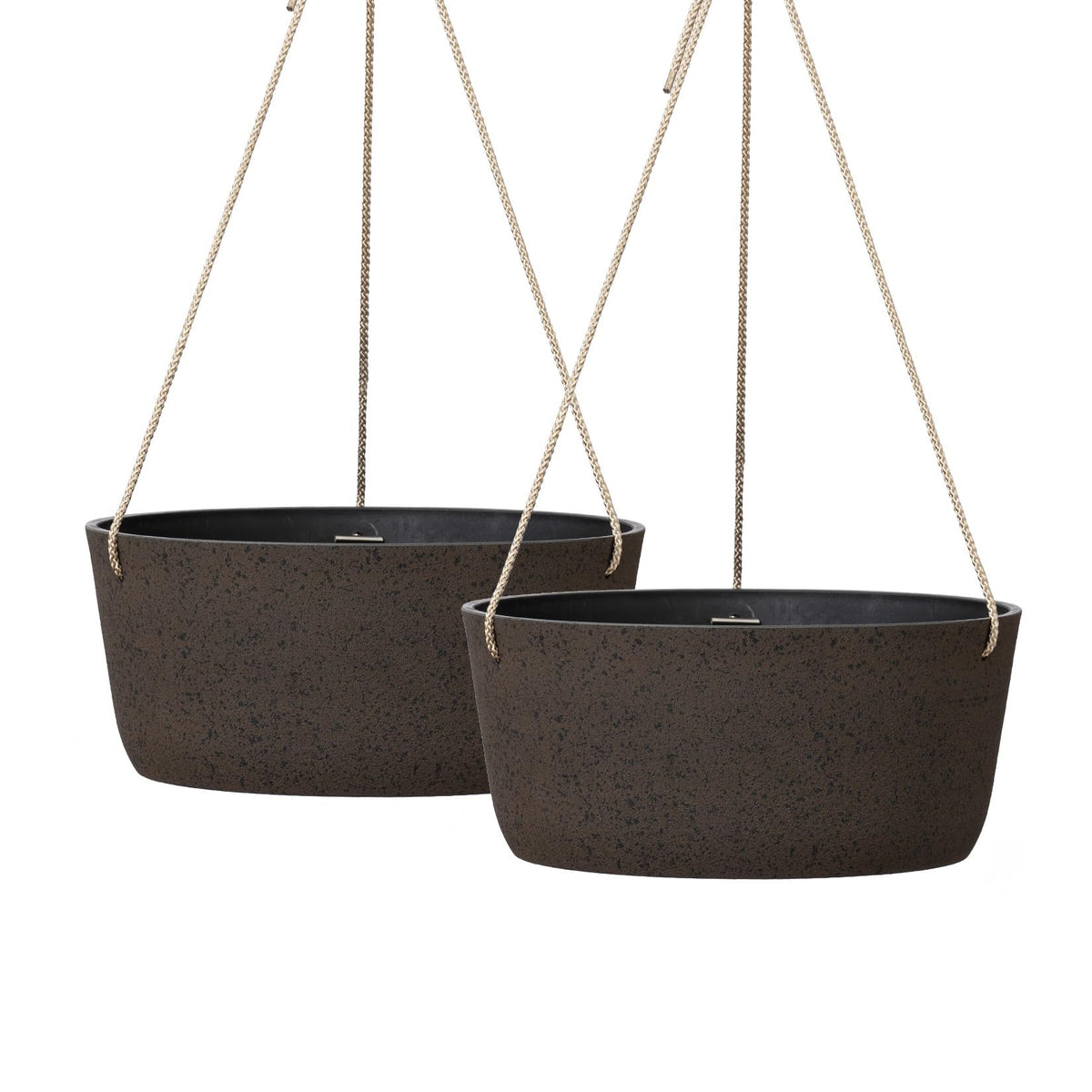 La Jolie Maison Large Hanging Planters - 12 Inch Outdoor Flower Pots, Hanging Garden Planters Set of 2, Iron Color