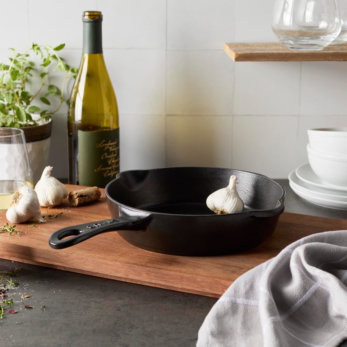 STAUB Cast Iron 8.5-inch Traditional Deep Skillet - Black