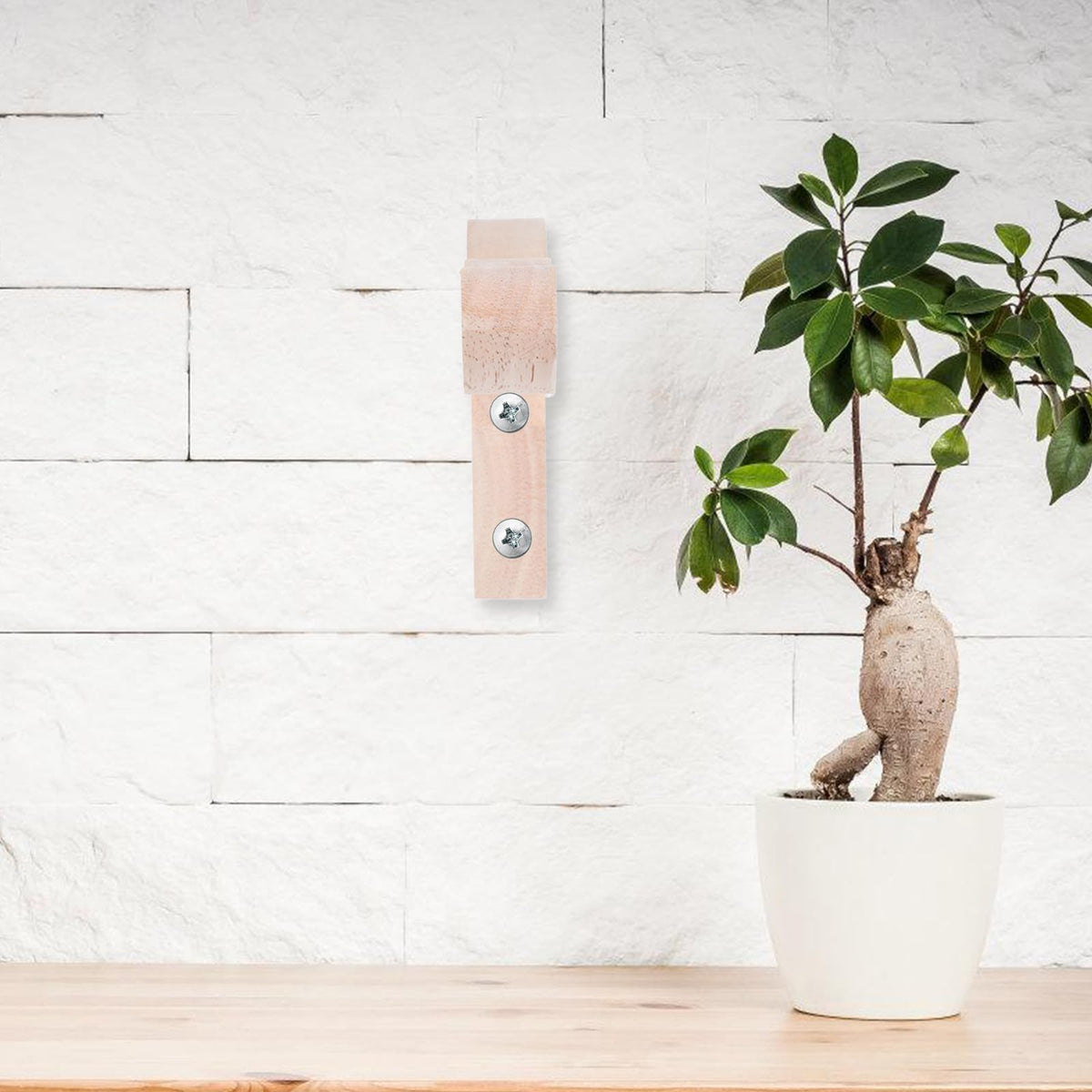 DECHOUS 2pcs Wooden Wall Hooks Flowerpot Hanging Brackets for Indoor Outdoor Garden Balcony Plant Hanger Brackets Wind Chime Holder Decorative Natural Wood