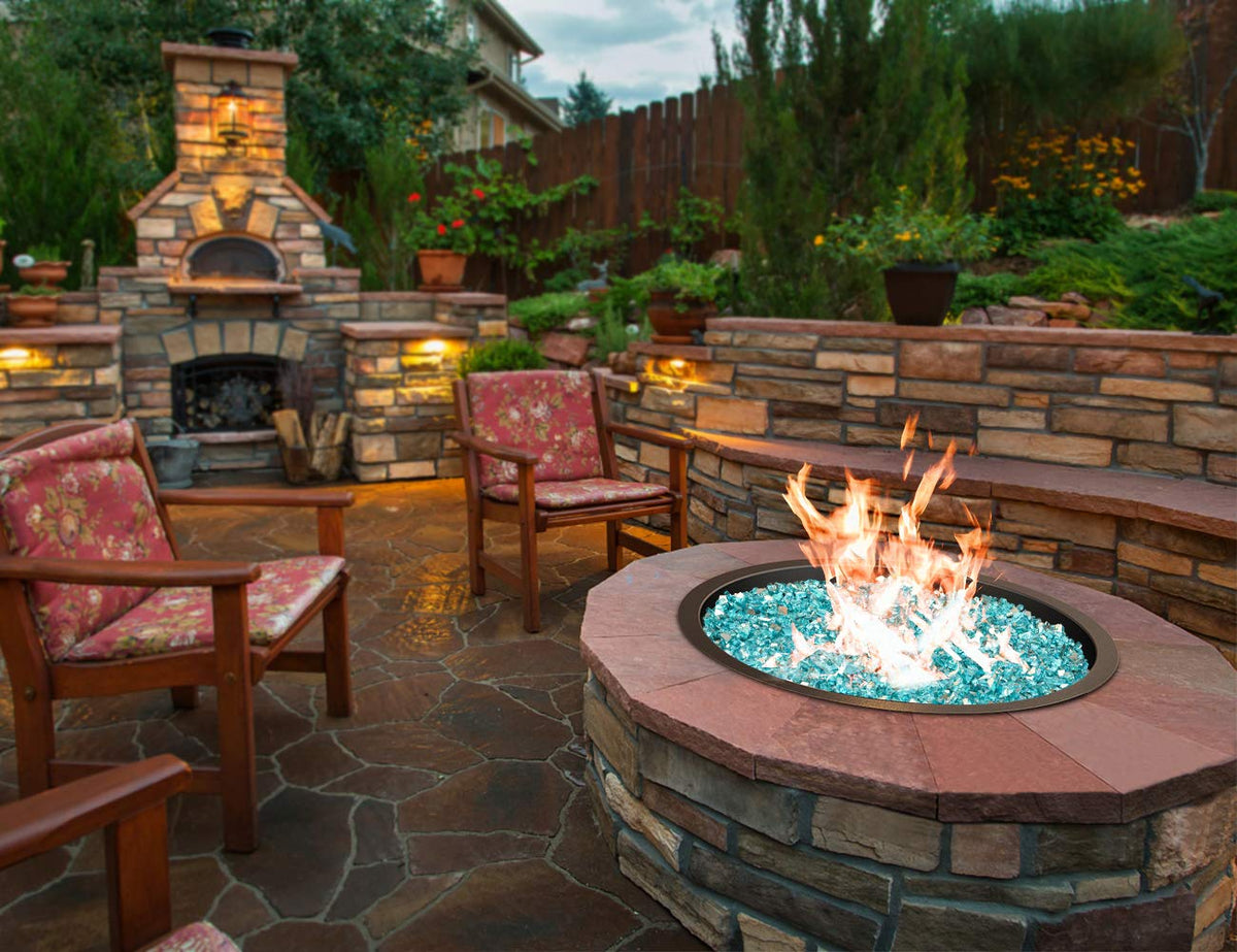 Skyflame Round Fire Pit Burner Pan Fire Bowl with Burner Ring - Drop-in Style - Made of Stainless Steel - 19 inch