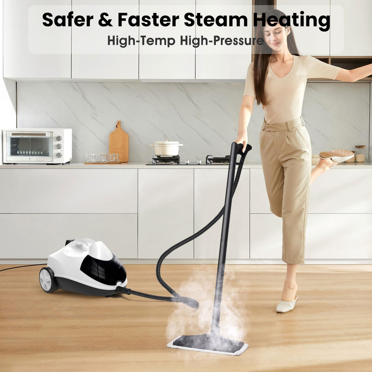 Steam Cleaner 1.5L Steamer for Cleaning Fast Heating 6-in-1 Multi-Surface with 8 Accessories UL499 Certified Heavy Duty Steam Cleaner for Home, Car, Floors, Sofas, Tiles, Grout Steam Cleaners