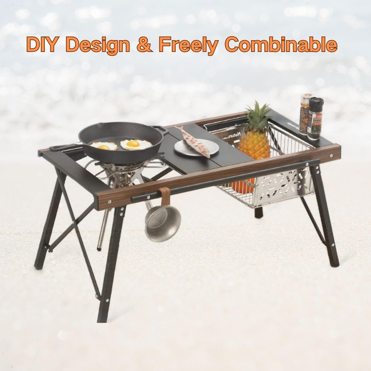 windhike Naturehike Folding IGT Camping Table, Portable IGT Table with Carry Bag, IGT Cook System, Camping Kitchen, Foldable Picnic Table for Outdoor Camp Picnic Car RV Trip Patio Backyard BBQ