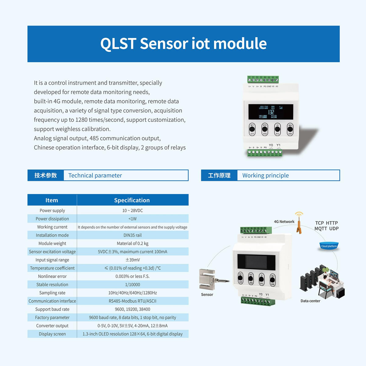 Load Cell Sensor withTransmitter Amplifier Display,Test Compression Force Weight Pressure Sensor Output 0-5V 0-10V 4-20mA (5T with Amplifier)