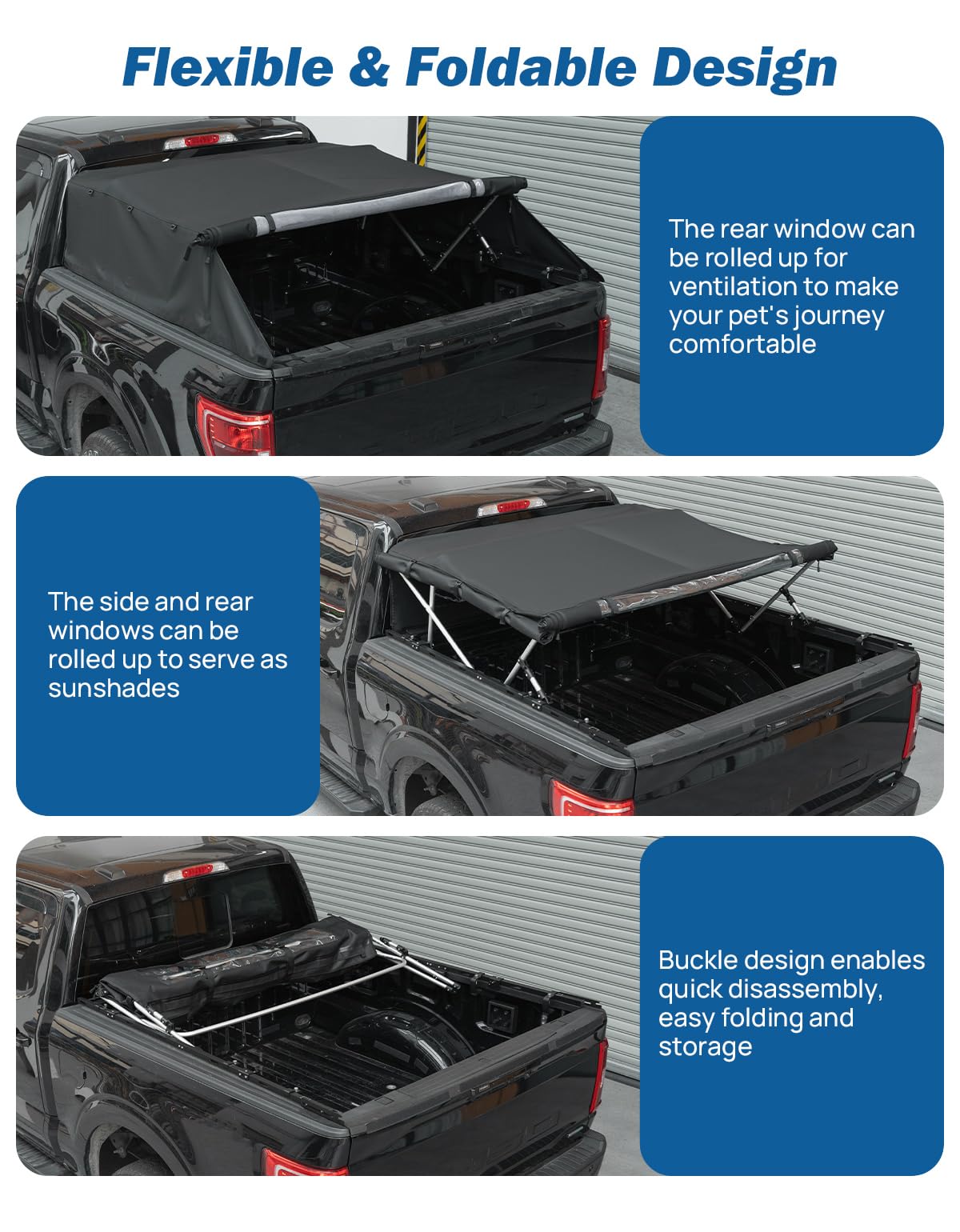 JOYTUTUS Full-Size Truck Tent with Awning and Truck Bed Soft Topper Camper Shell for F150 2015-2025 with 5.5ft Bed